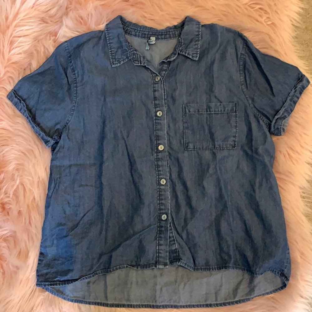 Jean cropped short sleeve shirt
